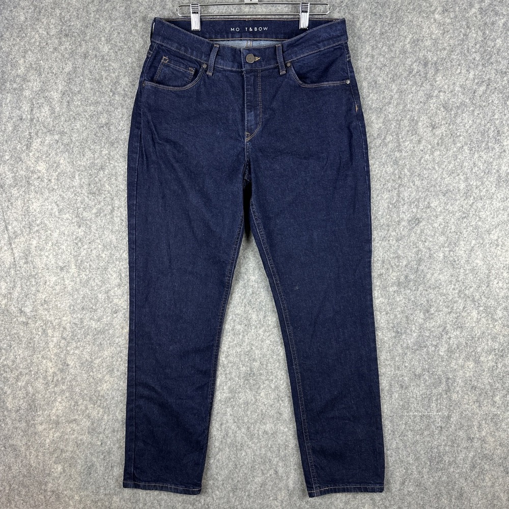 Mott & Bow Boyfriend Jeans Women's 29x28 Mid Rise Slim Straight Ridge Wash Denim